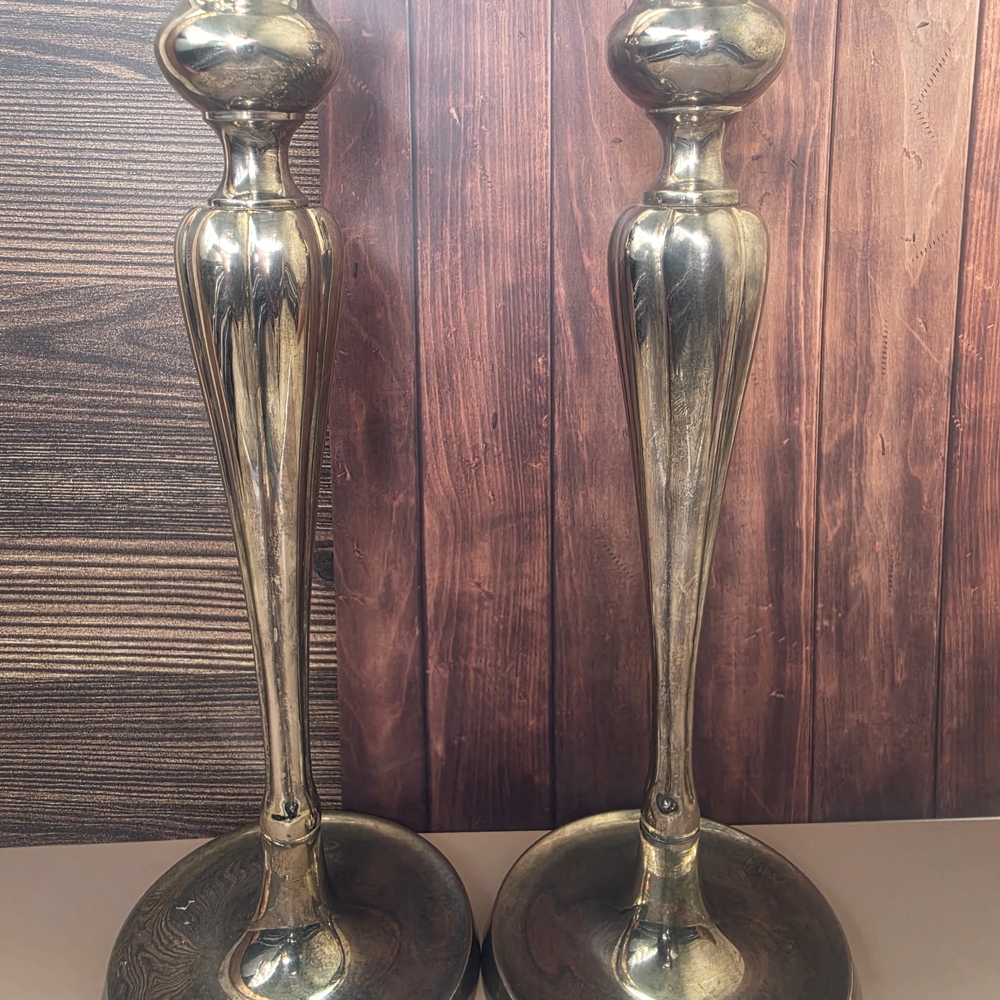 Brass Taper Candle Holders - Elegant Metallic Home Accent